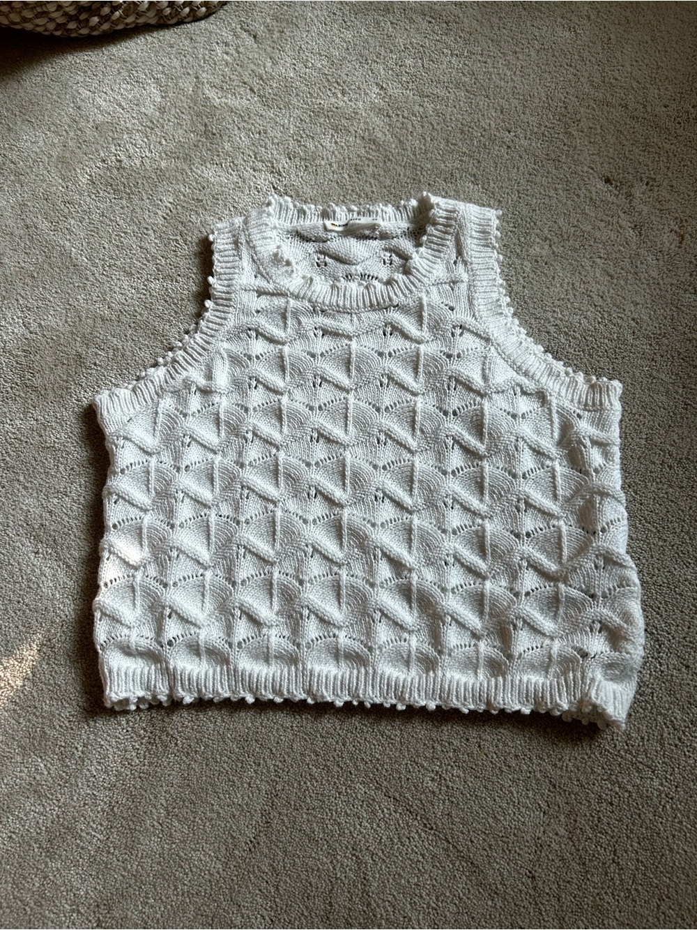 Marine Layer White Crochet Knit Tank Top